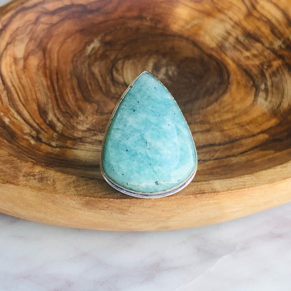 Silver Plated Amazonite Ring - image 7